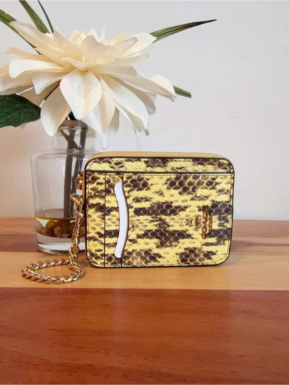 NWT Coach Snake-embossed leather Zip Card Case